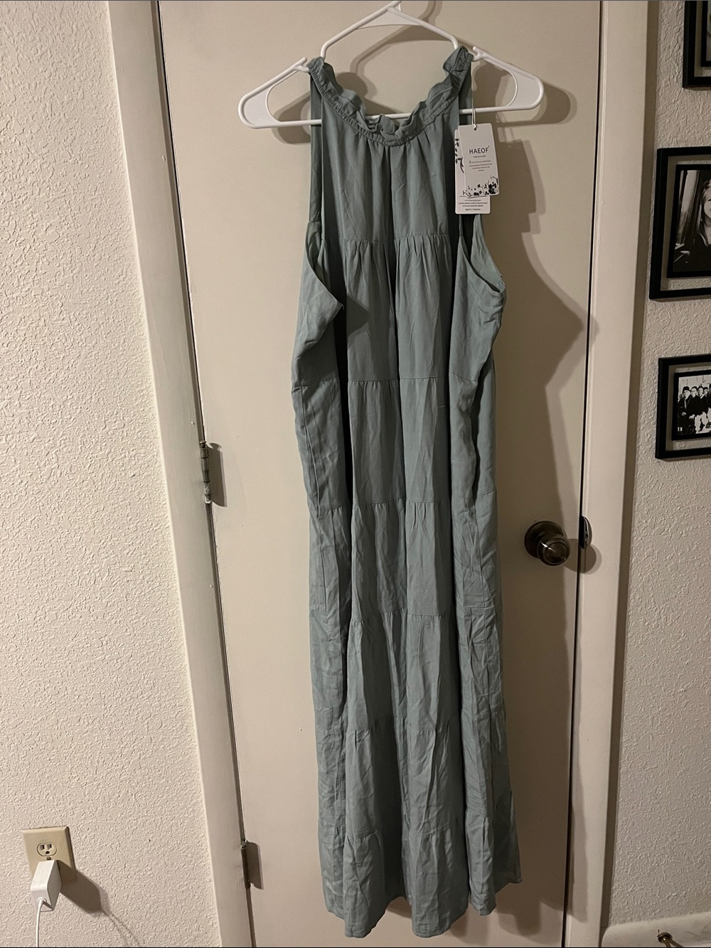 NWT Haeof Sage Green Tiered Maxi Dress